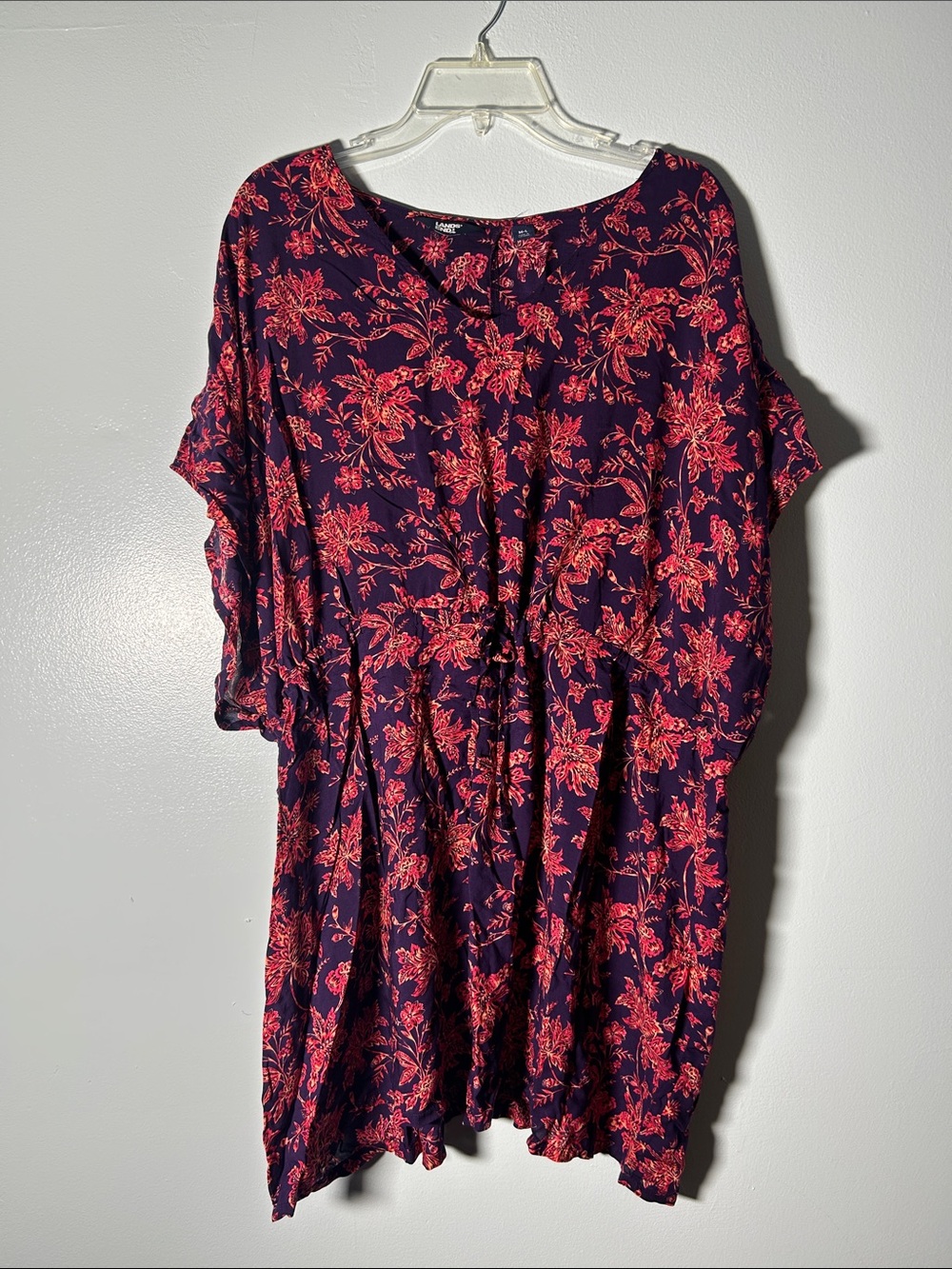 Land’s End Navy Floral Boho Cover Up with Pink Flower Print